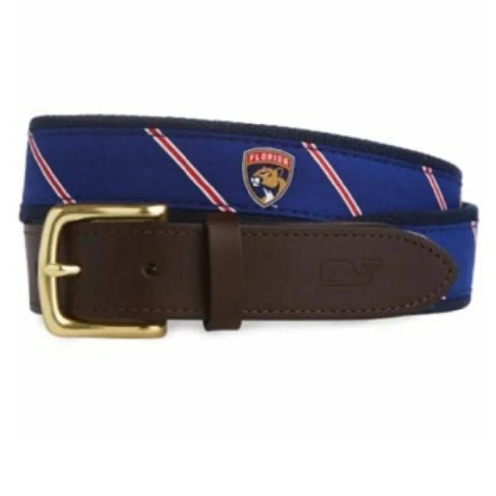 NWT Vineyard Vines Florida Panthers NHL Stripe Belt 44